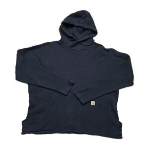 Carhartt Waffle Knit Hoodie Women's Size 2XL Navy Blue Relaxed Thermal Pullover